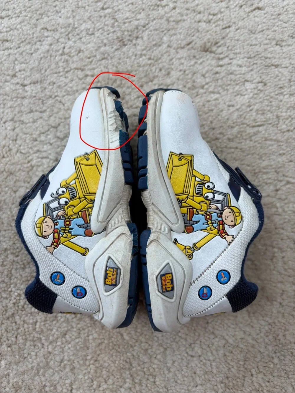 Vintage Y2K Bob The Builder Toddler Size 7 Kids Character Zip Sneakers Shoe 2002